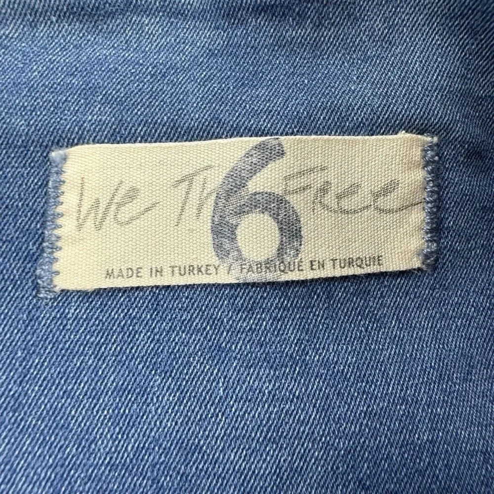 Free People Denim Mini Skirt Size 6 Blue Flare Raw Hem High Waist NWT $68